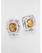 David Yurman Citrine Diamond Sterling Silver Button Earrings - Lyst
