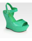 Alice + Olivia Jana Lizardprint Leather Wedge Sandals - Lyst