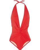 Karla Colletto Gathered Plungefront Swimsuit - Lyst