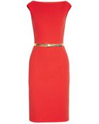 Michael Kors Belted Stretch crepe Dress - Lyst