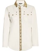 Balmain Crystalembellished Leather Shirt - Lyst