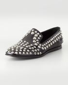 Prada Spazzolato Studded Loafer - Lyst