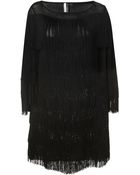 Topshop Knitted Long Fringe Dress - Lyst