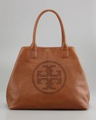 Tory Burch Stacked Logo Large Tote Bag Tan - Lyst