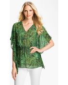 MICHAEL Michael Kors Lace Up Flutter Blouse - Lyst