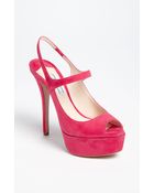 Prada Peep Toe Slingback Sandal - Lyst