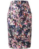 Erdem Frida Floral Printed Stretch Cotton Pencil Skirt - Lyst