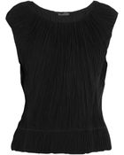 Donna Karan New York Ruched Chiffon and Jersey Top - Lyst