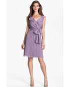 Amsale Ruffle Crinkle Silk Chiffon Dress - Lyst