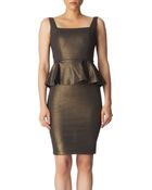 Alice + Olivia Metallic Peplum Dress - Lyst