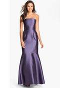 Eliza J Strapless Taffeta Trumpet Gown - Lyst