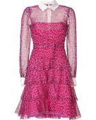 Valentino Fuchsia/Black Leopard Print Belted Silk Dress - Lyst