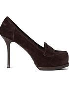 Saint Laurent Tribtoo Heeled Loafers - Lyst