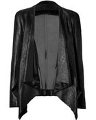 Donna Karan New York Black Draped Combo Leather Jacket - Lyst