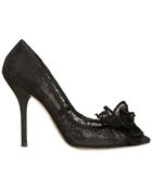 Dolce & Gabbana 110mm Chantilly Lace Bow Pumps - Lyst
