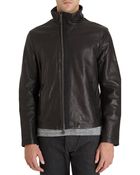John Varvatos Asymmetric Zip Front Leather Jacket - Lyst