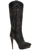 Lanvin 130mm Embroidered Leather Boots - Lyst