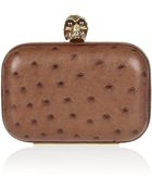 Alexander McQueen Skull Ostricheffect Leather Box Clutch - Lyst
