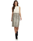 Tibi Snakeskin Embossed Leather Pencil Skirt - Lyst