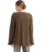 Armani Fringed Boucl233 Knit Cape Jacket - Lyst