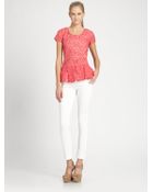 Madison Marcus Lace Peplum Top - Lyst