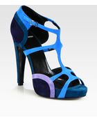 Pierre Hardy Suede Colorblock Platform Sandals - Lyst