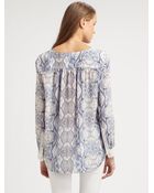 Rebecca Taylor Silk Henley Blouse - Lyst