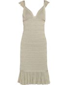 Oscar de la Renta Metallic Knitted Bandage Dress - Lyst