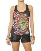 Philipp Plein Crystals Printed Cotton Jersey Tank Top - Lyst