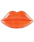 Lulu Guinness Padded Snakeskin Lips Clutch - Lyst