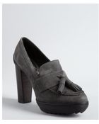 Tod's Graphite Suede Tasseled Pump - Lyst