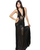 Roberto Cavalli Embroidered Viscose Knit Long Dress - Lyst