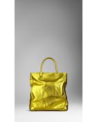 Burberry Metallic Leather Tote Bag - Lyst
