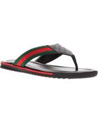 Gucci Stripe Detail Flip Flops - Lyst
