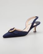 Manolo Blahnik Justarte Pump Halter Navy - Lyst