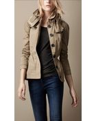 Burberry Brit Short Technical Taffeta Peplum Trench Coat - Lyst