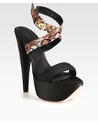 Giambattista Valli Python Linen Satin Platform Sandals - Lyst