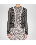 Bottega Veneta Platre Nero Jacquard Cotton Cardigan - Lyst