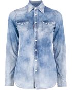 DSquared2 Bleached Denim Shirt - Lyst