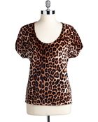 Lucky Brand Leopard Print Velvet Top - Lyst