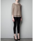 Zara Sequinned Sweater - Lyst