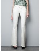 Zara Pop Fabric Flared Trousers - Lyst