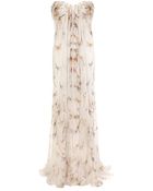 Alexander McQueen Dragonfly Print Chiffon Bustier Dress - Lyst