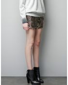 Zara Sequinned Short - Lyst