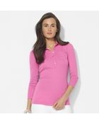 Lauren by Ralph Lauren Three quarter sleeved Polo - Lyst