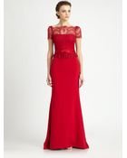 Notte By Marchesa Lacetrimmed Silk Gown - Lyst