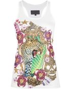 Philipp Plein Leopard Print Tank Top - Lyst