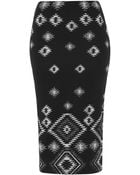 Topshop Aztec Print Tube Skirt - Lyst