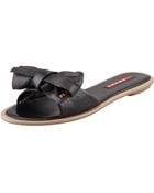 Prada Leather Bow Slide Sandal Black - Lyst