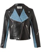 Acne Studios Rita Leather and Denim Biker Jacket - Lyst
